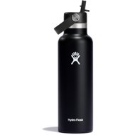Hydro Flask Stainless Steel Thermos Bottle Standard Mouth Straw Cap 621 ml Black - Thermos
