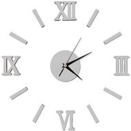 KIK Designové 3D nalepovací hodiny Římské číslice 130 cm stříbrné - Wall Clock