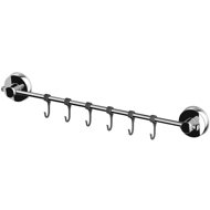 Ridder Vacuum Towel Rack with Hooks, Chrome, 12120100 - Hooks