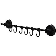 Ridder Vacuum Towel Rack with Hooks, Black 12120110 - Towel Rack