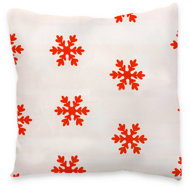 TEXTILOMANIE Decorative cushion red snowflake 40 × 40 cm, white - Pillow