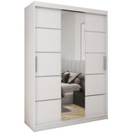 Cheapest furniture Wardrobe REBECA 150 with mirror, 4 drawers and 2 wardrobe rods, white matt - Wardrobe