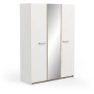Cheapest furniture Three-door wardrobe TODY with mirror, white/oak kronberg - Wardrobe