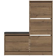 Houseland Dude shoe rack with bench, dark oak - Shoe Rack