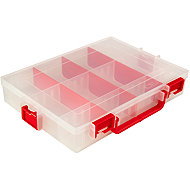 IDEAL BOX Plastic Organiser XL - Transparent/Red - Tool Organiser