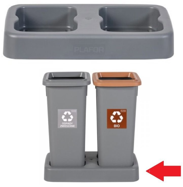 Igotrend, 822002 Base UH FIT BIN 2 × 20 l grey - Plinth