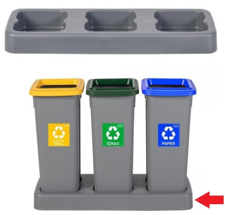 Igotrend, 823002 Base UH FIT BIN 3 × 20 l grey - Plinth