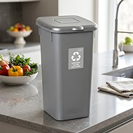 Igotrend Waste separation bin 53 l FLAP BIN grey/silver - Rubbish Bin