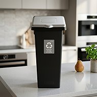 Igotrend Waste separation bin 53 l FLAP BIN black/silver - Rubbish Bin