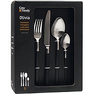Cosy & Trendy Cutlery set Brushed - Black Olivia, 16 pieces, height 270 mm, length 200 mm - Cutlery Set