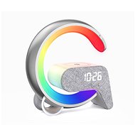 IMMAX LED relaxation lamp FLAMINGO with QI charging, alarm clock, RGB, USB output, silver - Table Lamp