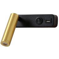 IMMAX GOAL USB + switch, LED, 3W, black/gold - Wall Lamp