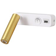 IMMAX GOAL USB + switch, LED, 3W, white/gold - Wall Lamp