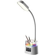 IMMAX LED asztali lámpa FRESHMAN RGB háttérvilágítással, ceruzatartóval, fehér színben - Asztali lámpa
