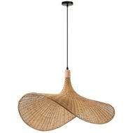 IMMAX BOHO SOMBRERO design pendant D 80 cm, E27 natural rattan - Ceiling Light