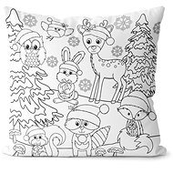 Impar with colouring page Christmas forest - Pillow