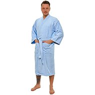 Interkontakt Men's bathrobe model KIMONO 06 Light Blue Bathrobe size S - Bathrobe