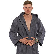 Interkontakt Men's bathrobe with hood 02 Dark Grey Bathrobe size M - Bathrobe