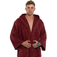 Interkontakt Men's bathrobe with hood 04 Bordeaux Bathrobe size L - Bathrobe