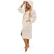 Interkontakt Ladies robe with hood 01 white Size L - Bathrobe