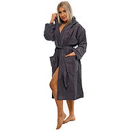 Interkontakt Women's bathrobe with hood 02 Dark Grey Bathrobe size M - Bathrobe