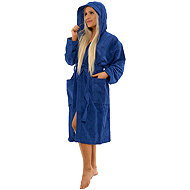 Interkontakt Women's bathrobe with hood 03 Navy Blue Bathrobe size S - Bathrobe