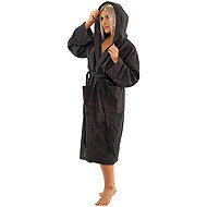 Interkontakt Ladies robe with hood 05 Black Chocolate Size S - Bathrobe