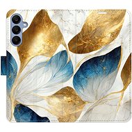 iSaprio Flip case GoldBlue Leaves for Samsung Galaxy A25 5G - Phone Case
