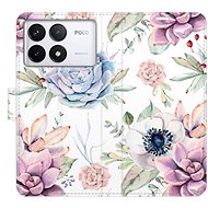 iSaprio Flip Case Succulents Pattern for Poco F6 Pro - Phone Cover
