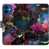 iSaprio Flip Case Dark Marble for iPhone 12 mini - Phone Case