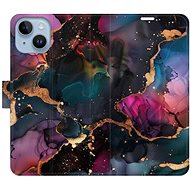 iSaprio Flip Case Dark Marble for iPhone 14 - Phone Case