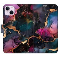 iSaprio Flip Case Dark Marble for iPhone 14 Plus - Phone Case