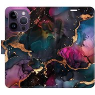 iSaprio Flip Case Dark Marble for iPhone 14 Pro - Phone Case