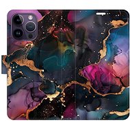 iSaprio Flip Case Dark Marble for iPhone 14 Pro Max - Phone Case