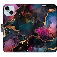 iSaprio Flip Case Dark Marble for iPhone 15 Plus - Phone Case