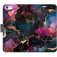 iSaprio Flip Case Dark Marble for iPhone 5/5S/SE - Phone Case