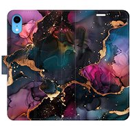 iSaprio Flip Case Dark Marble for iPhone XR - Phone Case