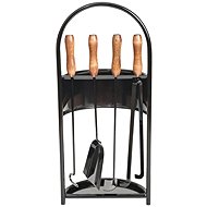 Iskra Fireplace set 4 pieces with wooden handle, platinum - Fireplace tools