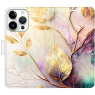 iSaprio flip pouzdro Gold Leaves 02 pro iPhone 15 Pro - Phone Cover