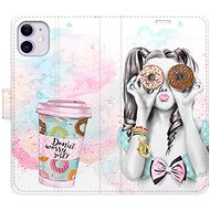 iSaprio flip pouzdro Donut Worry Girl pro iPhone 11 - Phone Cover