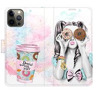 iSaprio flip pouzdro Donut Worry Girl pro iPhone 12/12 Pro - Phone Cover