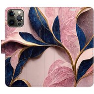 iSaprio flip pouzdro Pink Leaves pro iPhone 12/12 Pro - Phone Cover