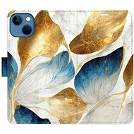 iSaprio flip pouzdro GoldBlue Leaves pro iPhone 13 - Phone Cover
