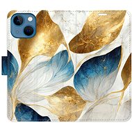 iSaprio flip pouzdro GoldBlue Leaves pro iPhone 13 mini - Phone Cover