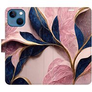 iSaprio flip puzdro Pink Leaves pre iPhone 13 mini - Kryt na mobil