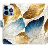 iSaprio flip pouzdro GoldBlue Leaves pro iPhone 13 Pro - Phone Cover