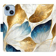 iSaprio flip pouzdro GoldBlue Leaves pro iPhone 14 - Phone Cover