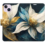 iSaprio flip pouzdro Gold Flowers pro iPhone 14 Plus - Phone Cover