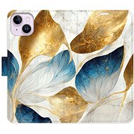iSaprio flip pouzdro GoldBlue Leaves pro iPhone 14 Plus - Phone Cover