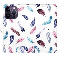 iSaprio flip pouzdro Colorful Feathers pro iPhone 14 Pro - Phone Cover